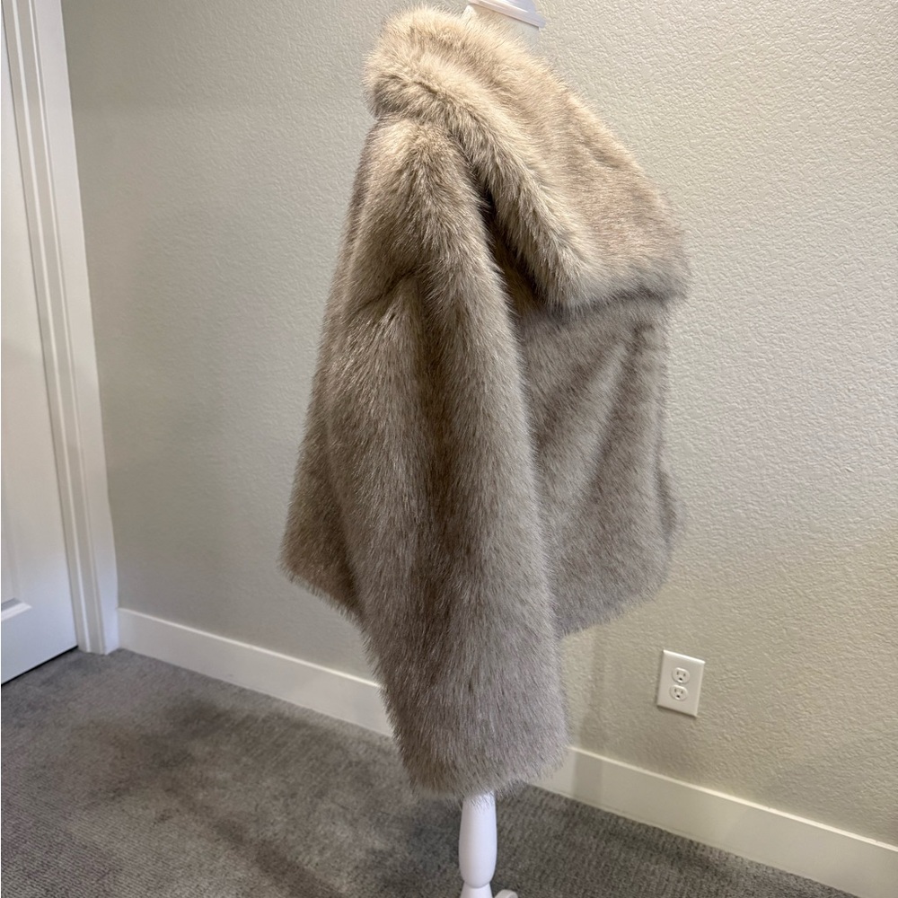 Commese Khaki Faux Fur Button Wool Coat, NWT - Picture 7 of 12